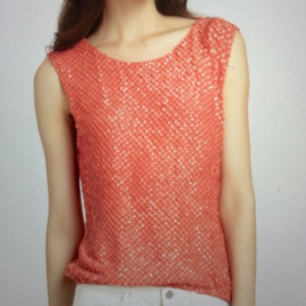 Alice + Olivia Coral Sequin Blouse